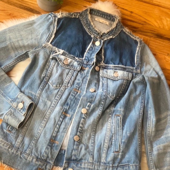 MADEWELL Blue Jean Jacket w patches and fringe (S)